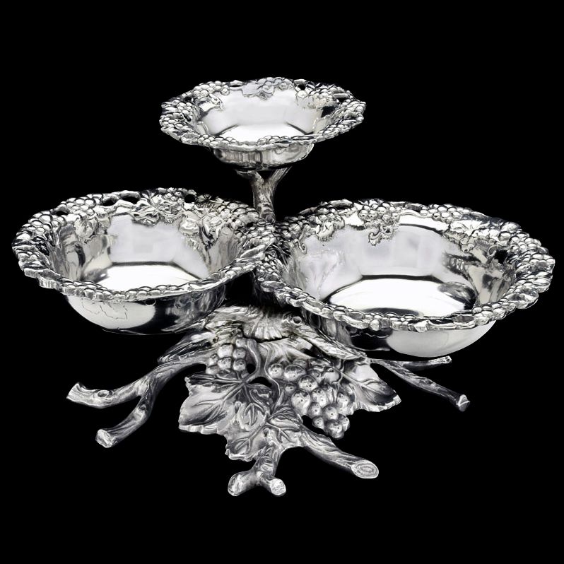 Arthur Court Grape Tiered Three Bowl Server
