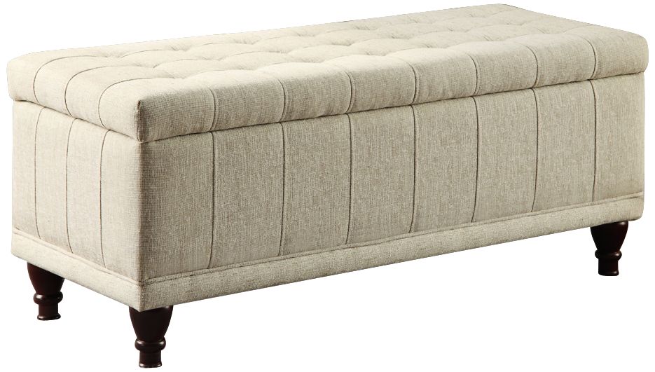 HomeBelle Beige Tufted Storage Bench