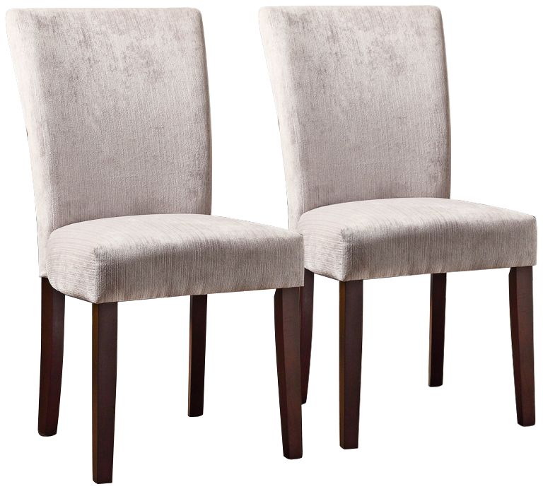 HomeBelle Set of 2 Grey Chenille Parson Chairs