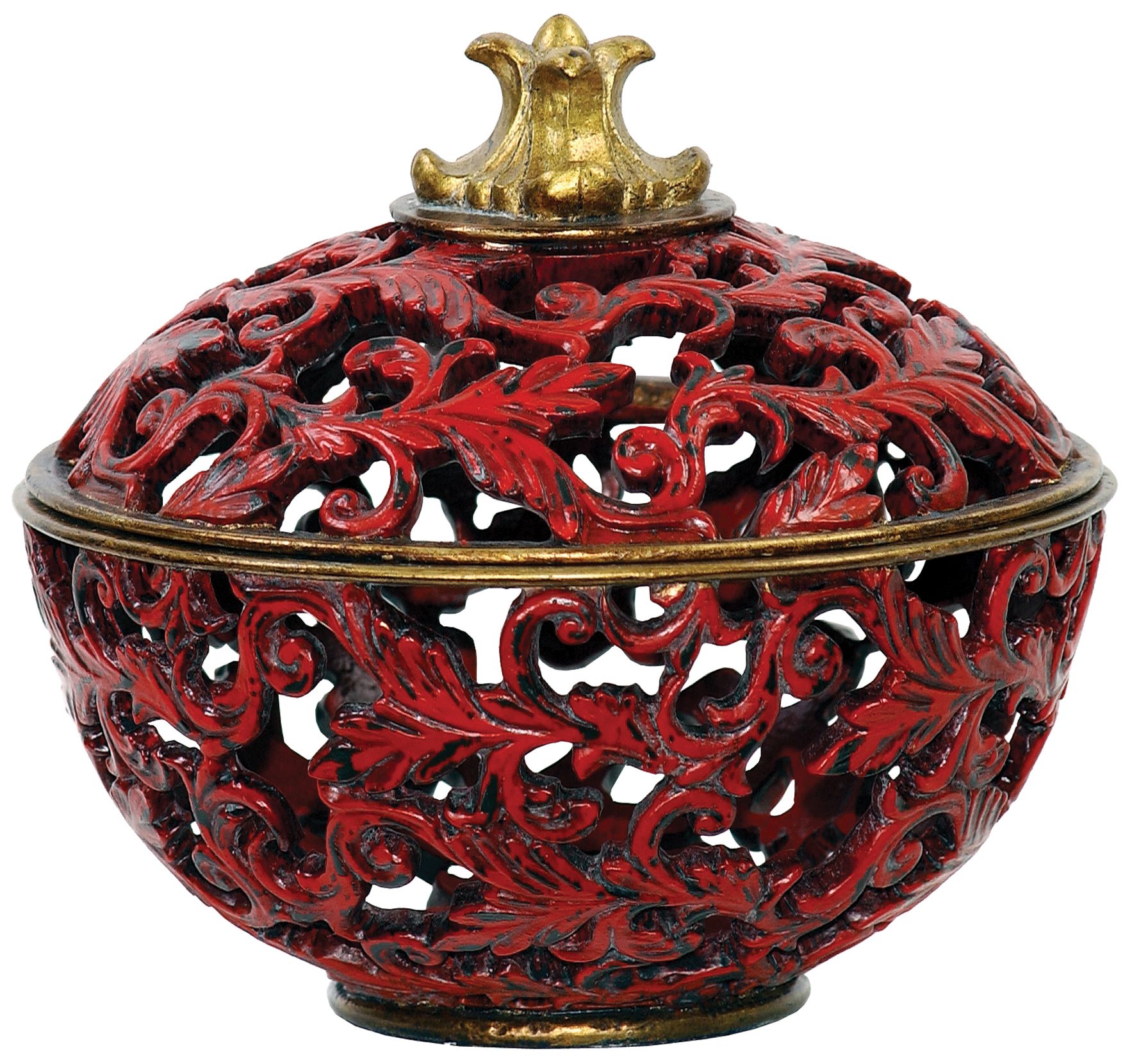 Covered Vine and Leaf Gold and Red Box