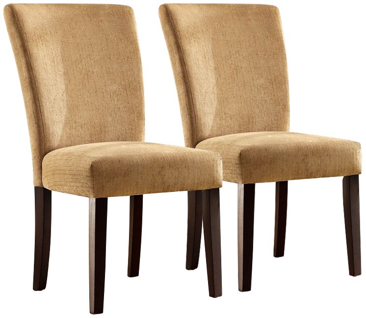 HomeBelle Set of 2 Camel Chenille Parson Chairs
