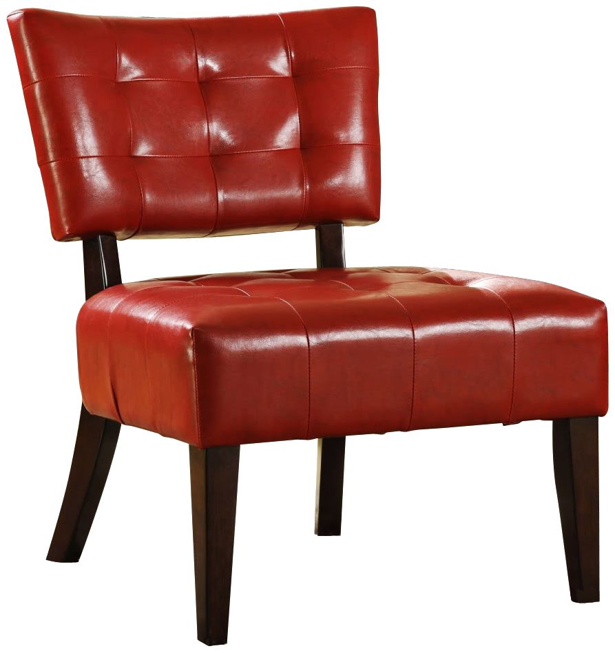 HomeBelle Red Faux Leather Accent Chair