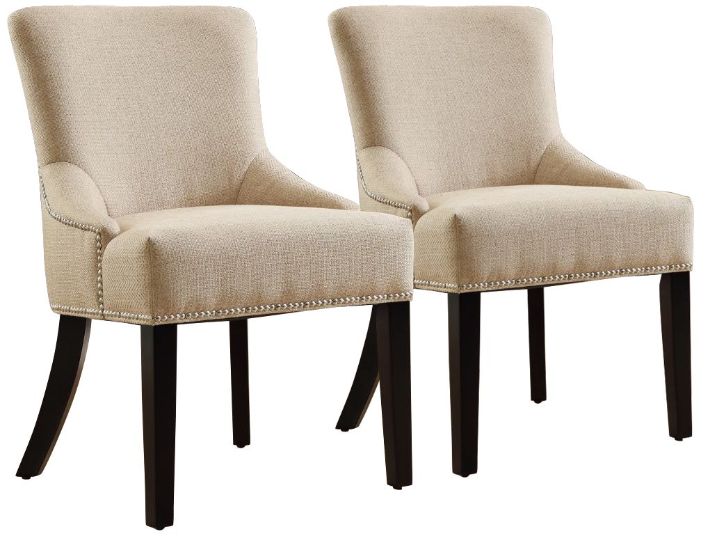 HomeBelle Set of 2 Beige Nailhead Trim Chairs