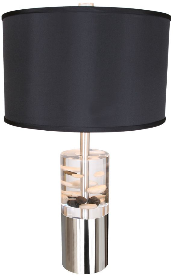 Van Teal River Pebble And Acrylic Modern Cylinder Table Lamp