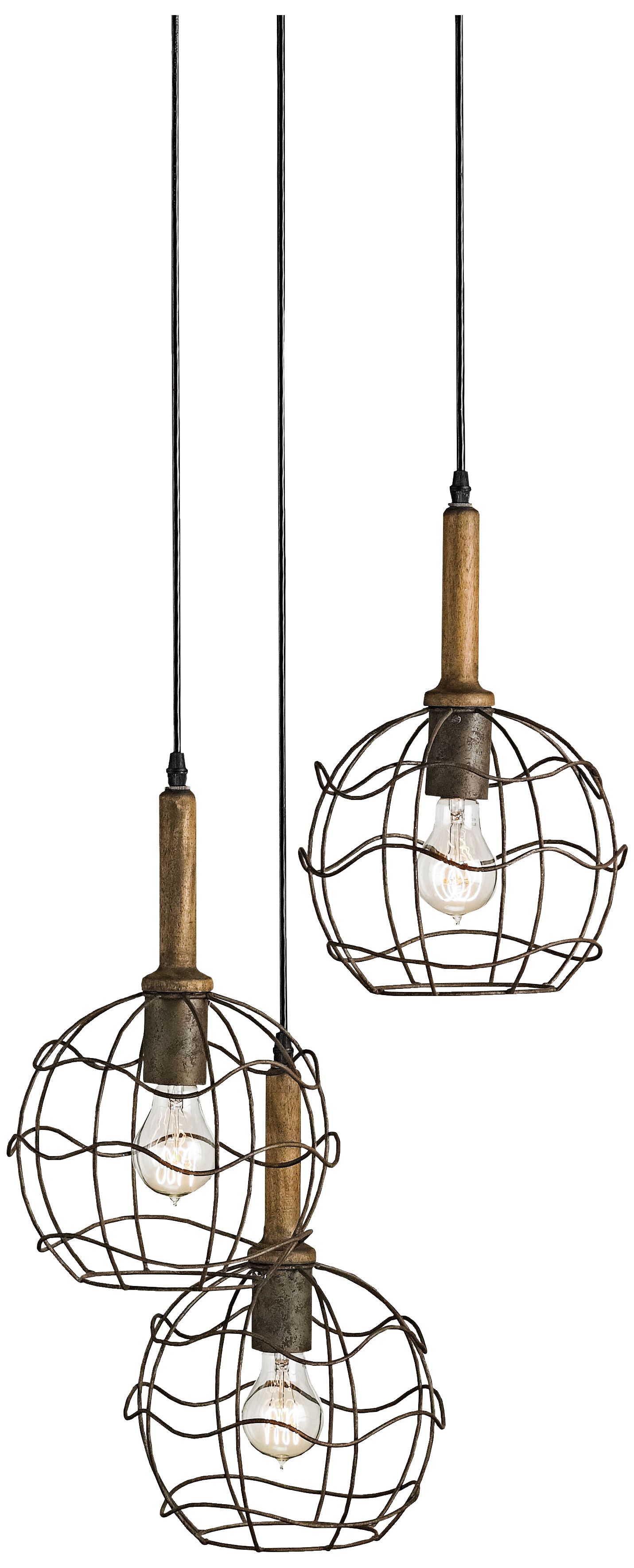Currey and Company Sibley 3-Light Emery Rust Pendant
