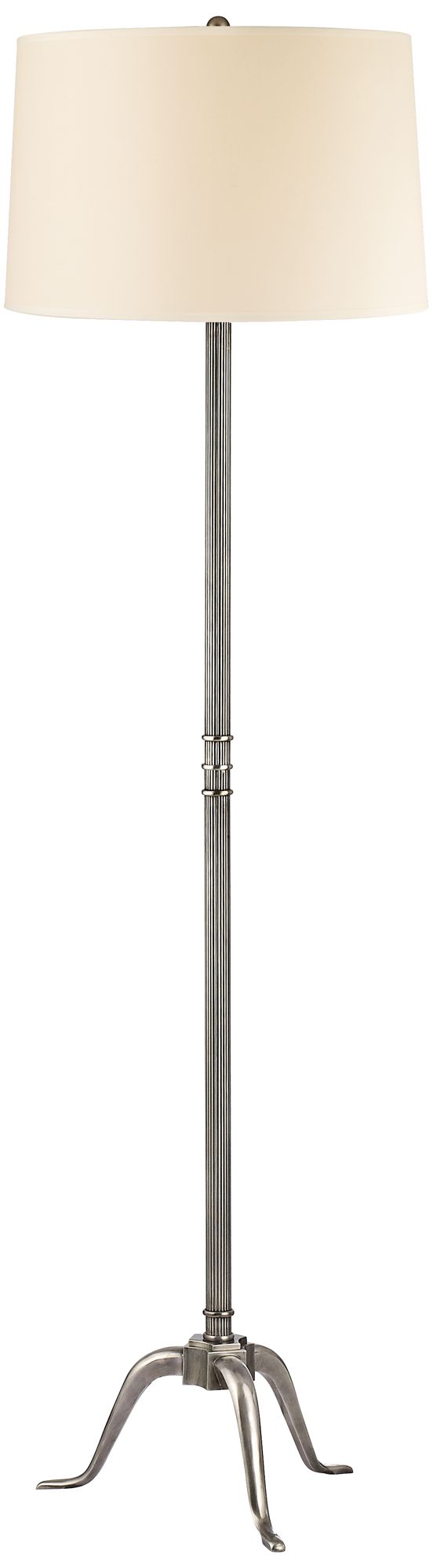 Hudson Valley Burton Aged Silver Floor Lamp Fabric Shade