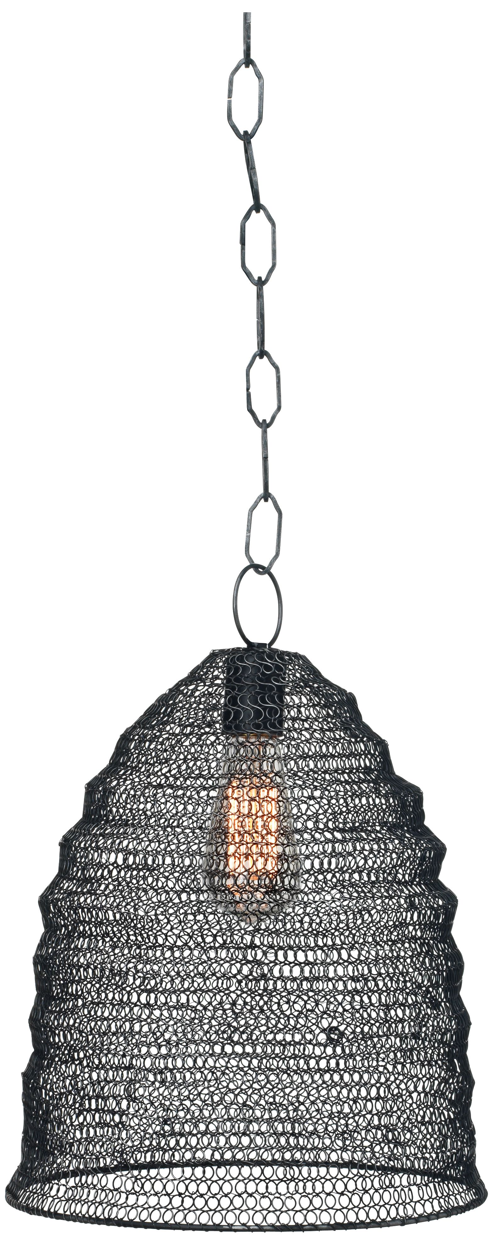 Jamie Young Spring Weave Gun Metal 12" Wide Pendant