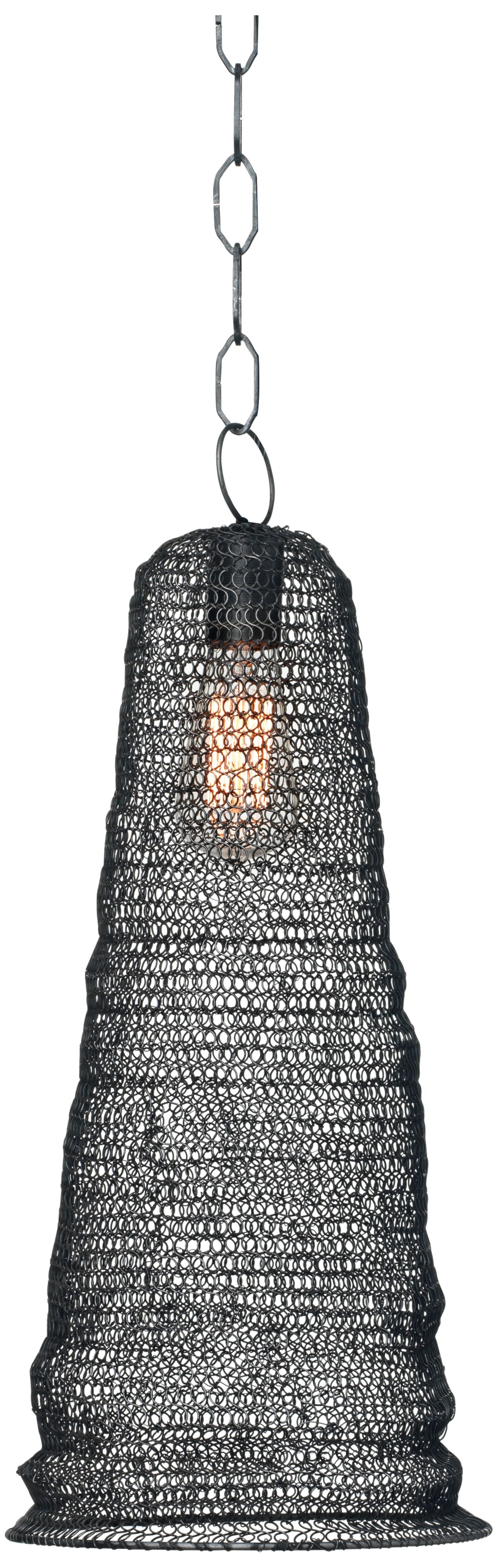 Jamie Young Spring Weave Gun Metal 10" Wide Pendant