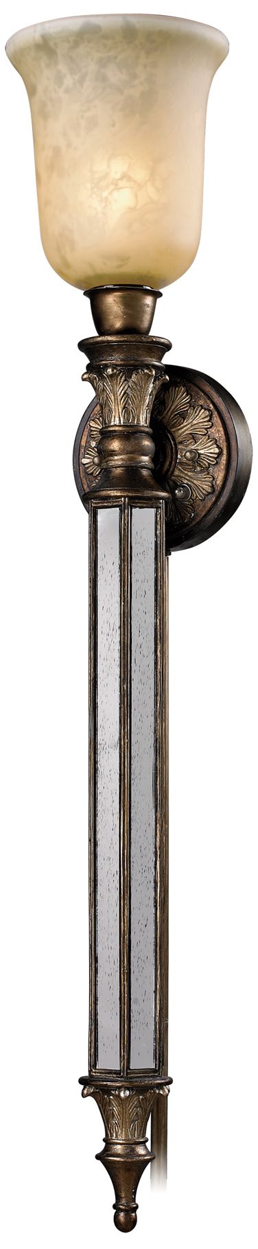 Cleo 32" High Mirrored Candlestick Torch Wall Sconce