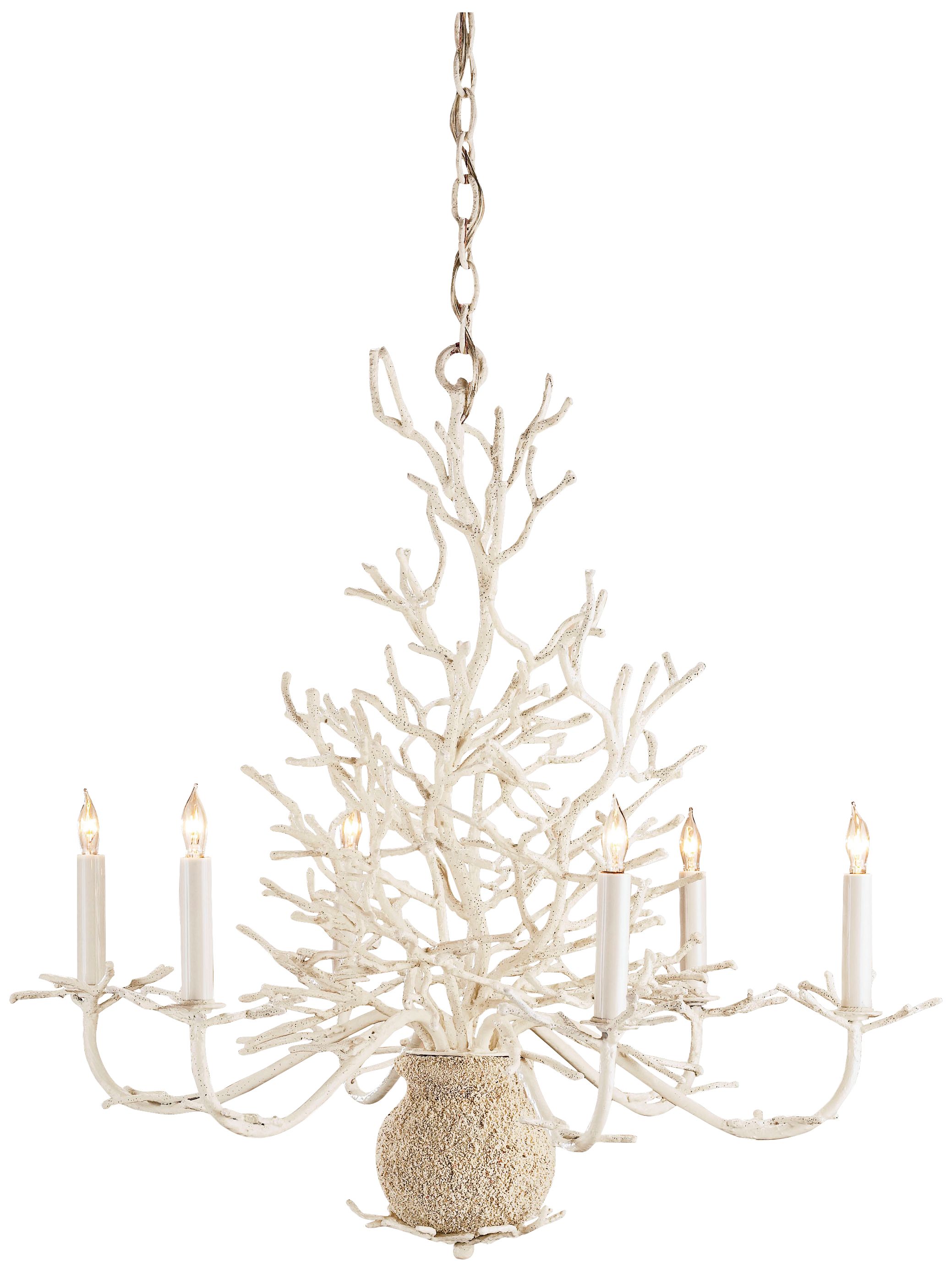 Currey and Company Seaward 29" Wide White Sand Chandelier