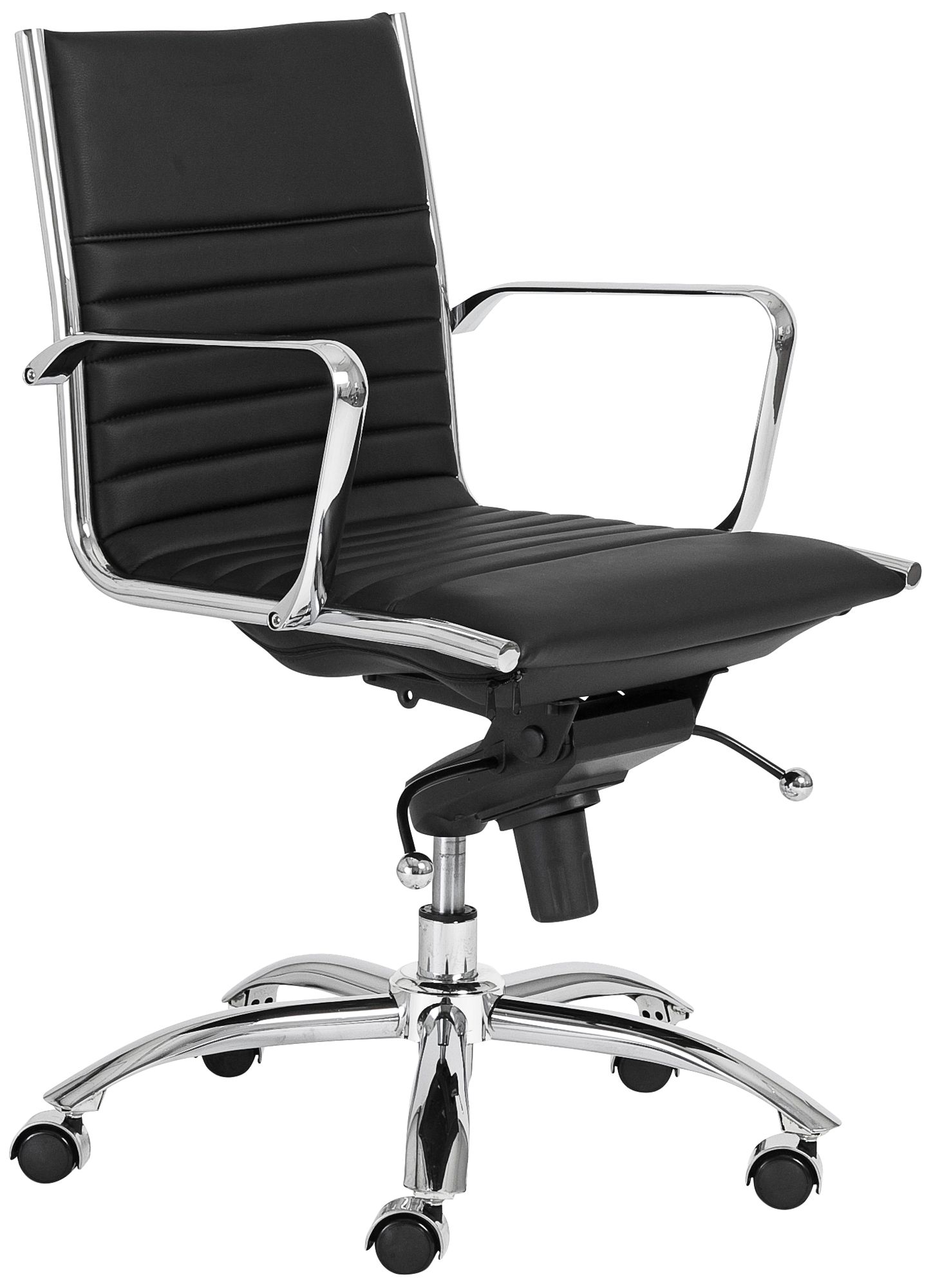 Dirk Low-Back Chrome and Black Office Chair