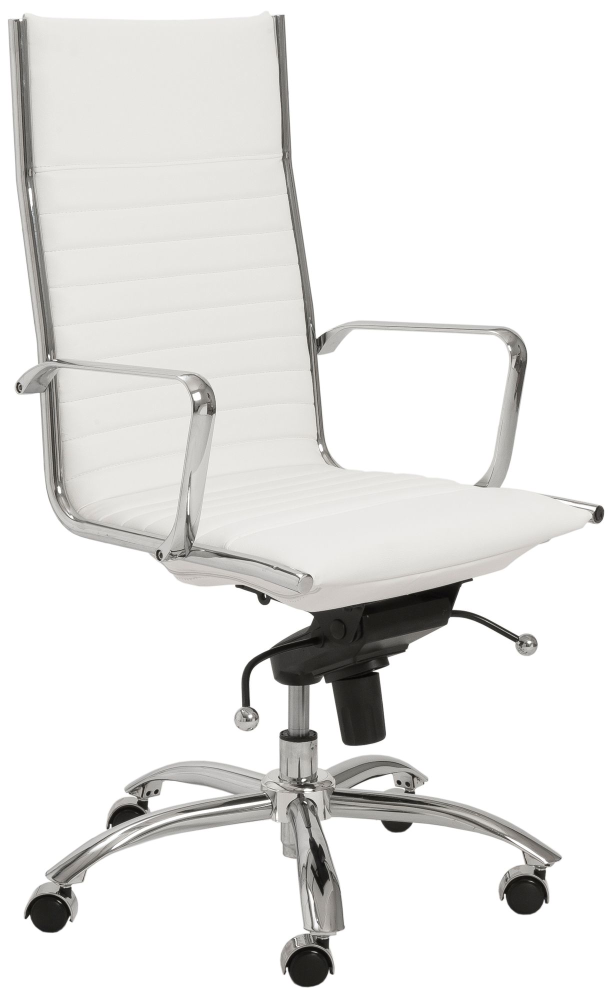 Dirk High-Back Chrome and White Office Chair