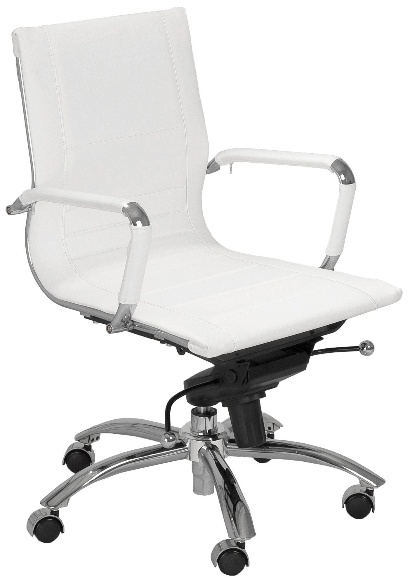 Owen Low-Back Chrome and White Office Chair