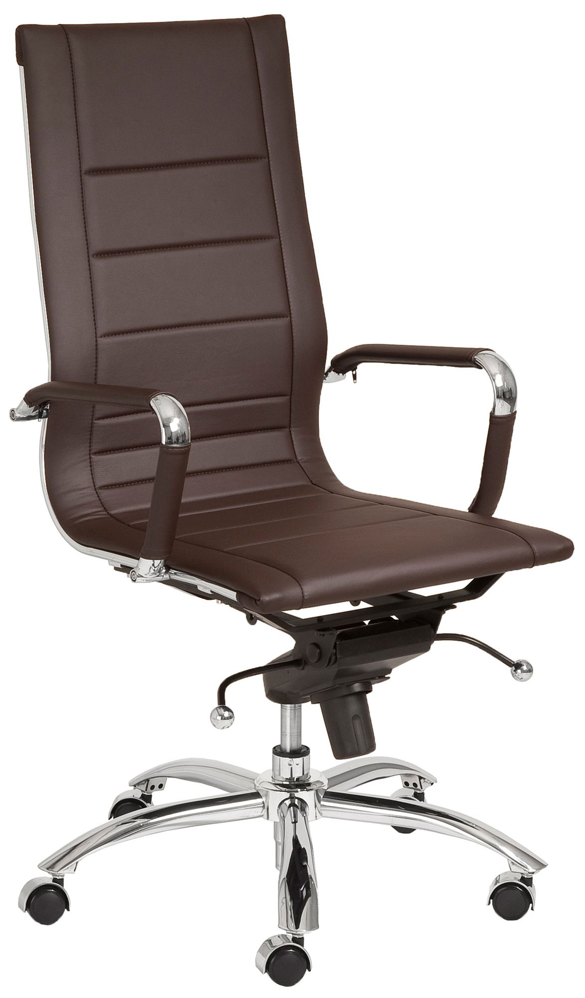 Owen High-Back Chrome and Brown Office Chair