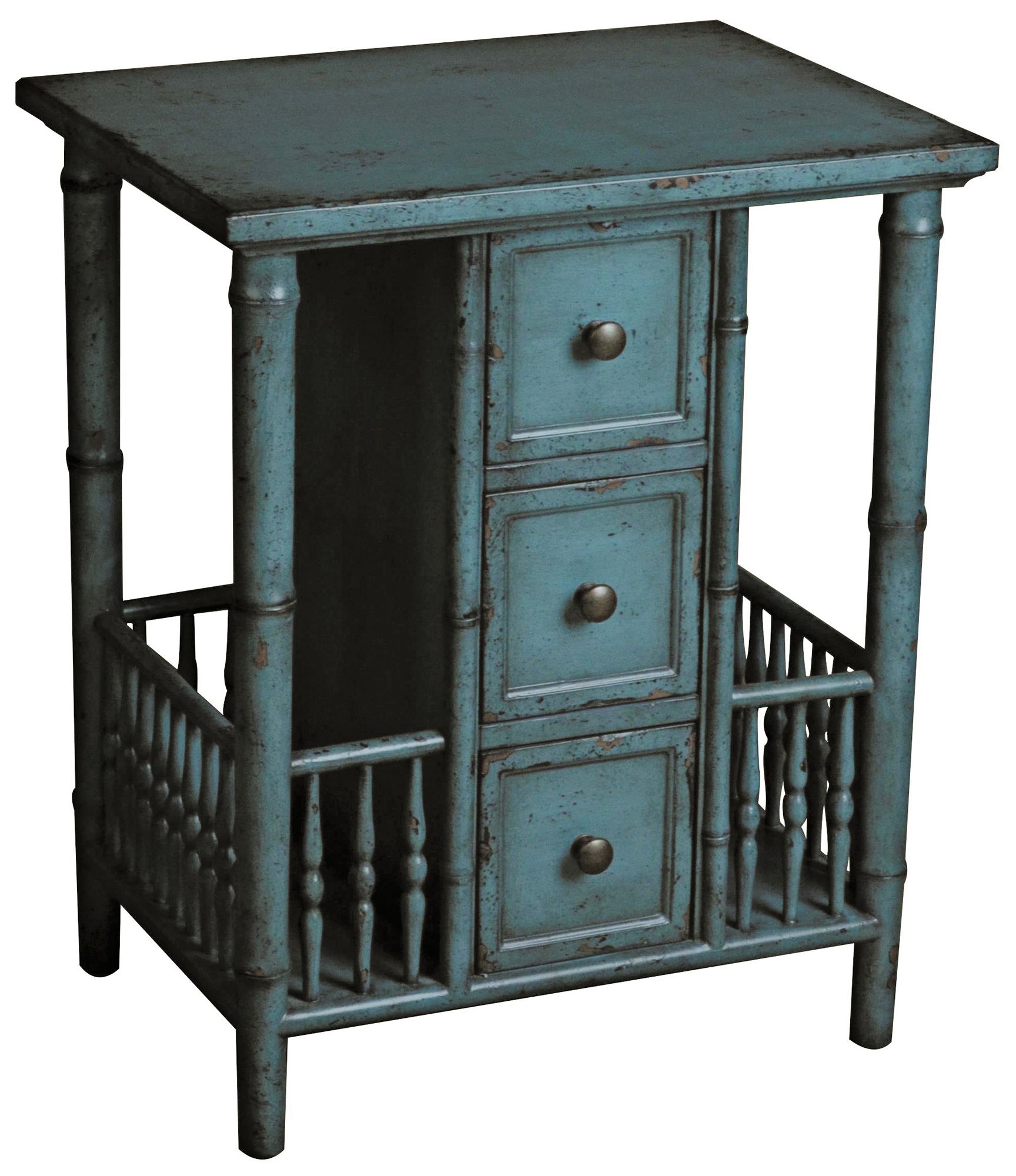 Distressed Teal Accent Table