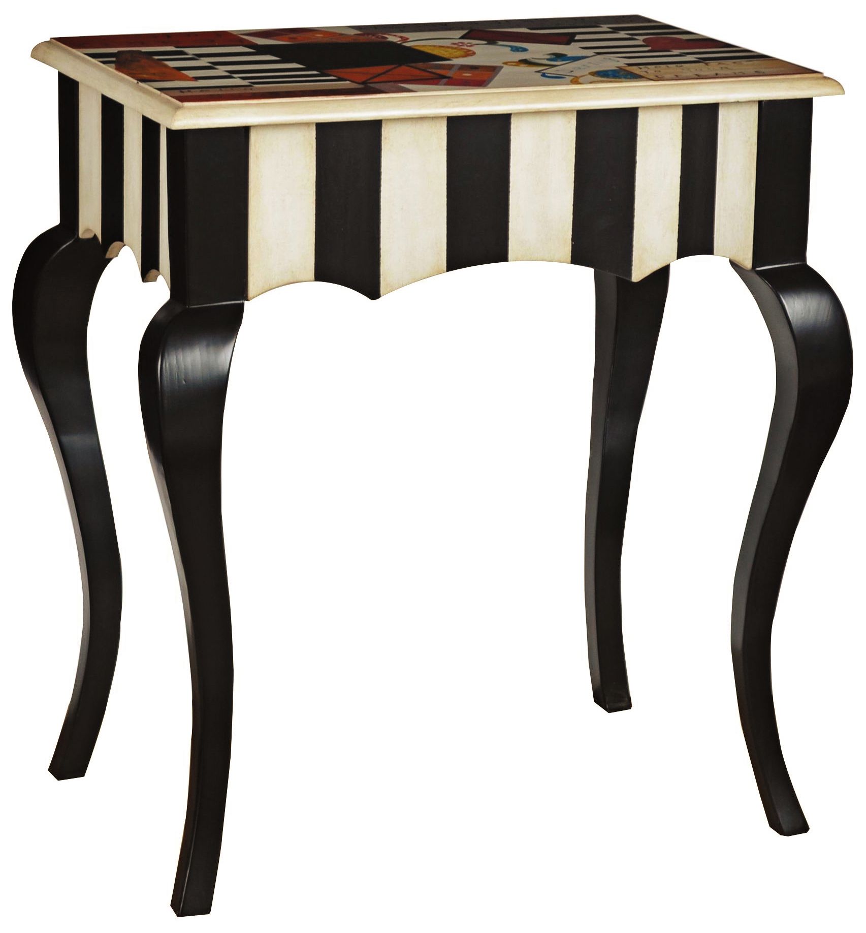 Black Striped Accent Table