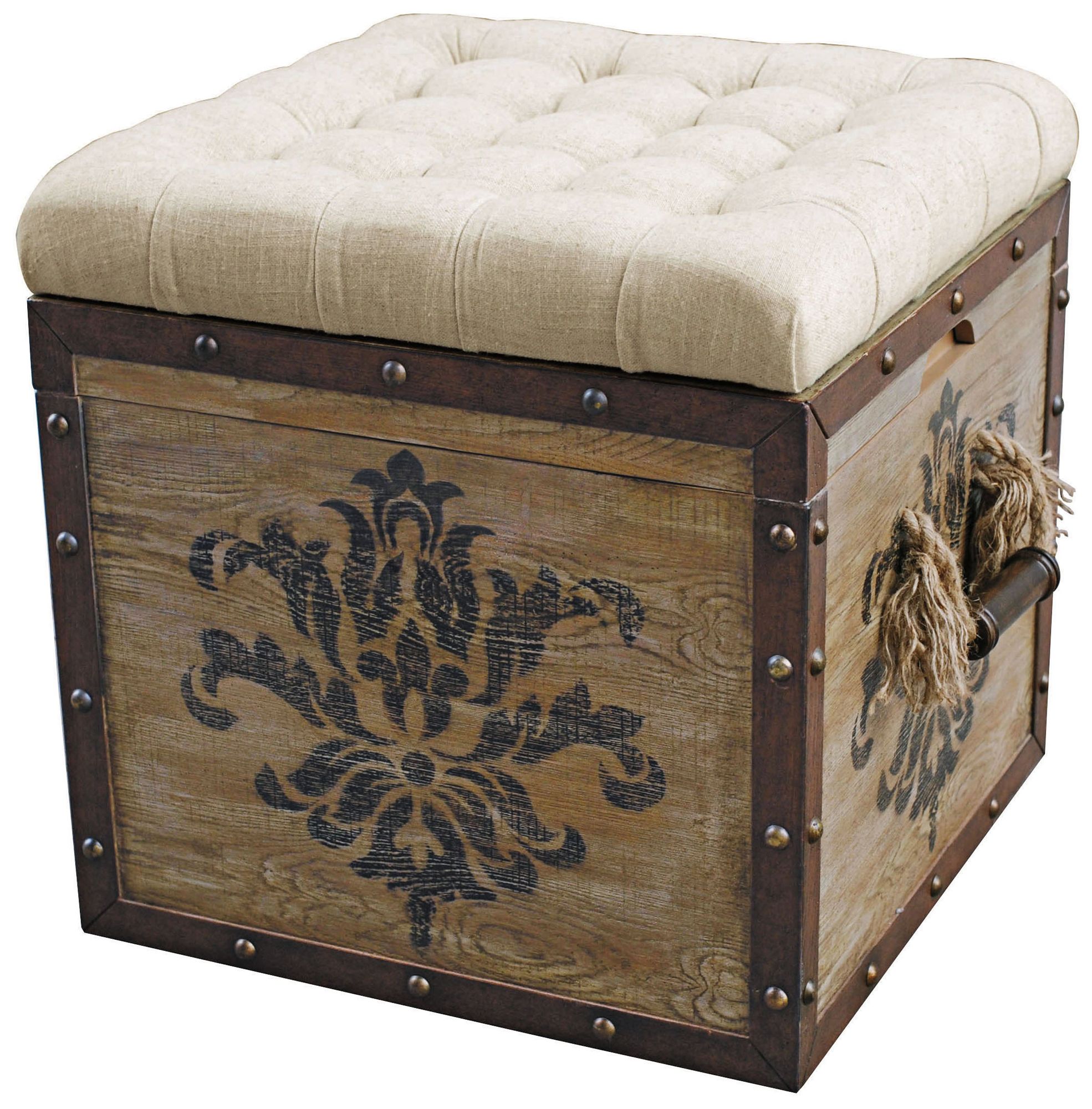 Wood Crate Upholstered Ottoman