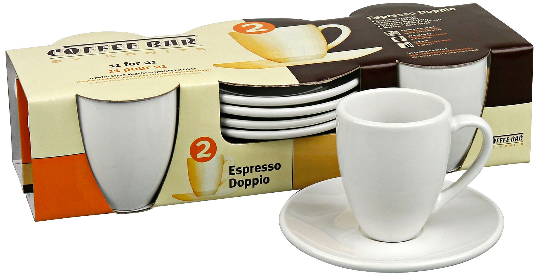 Porcelain 4-Piece Espresso Dippio Cup Saucer Set
