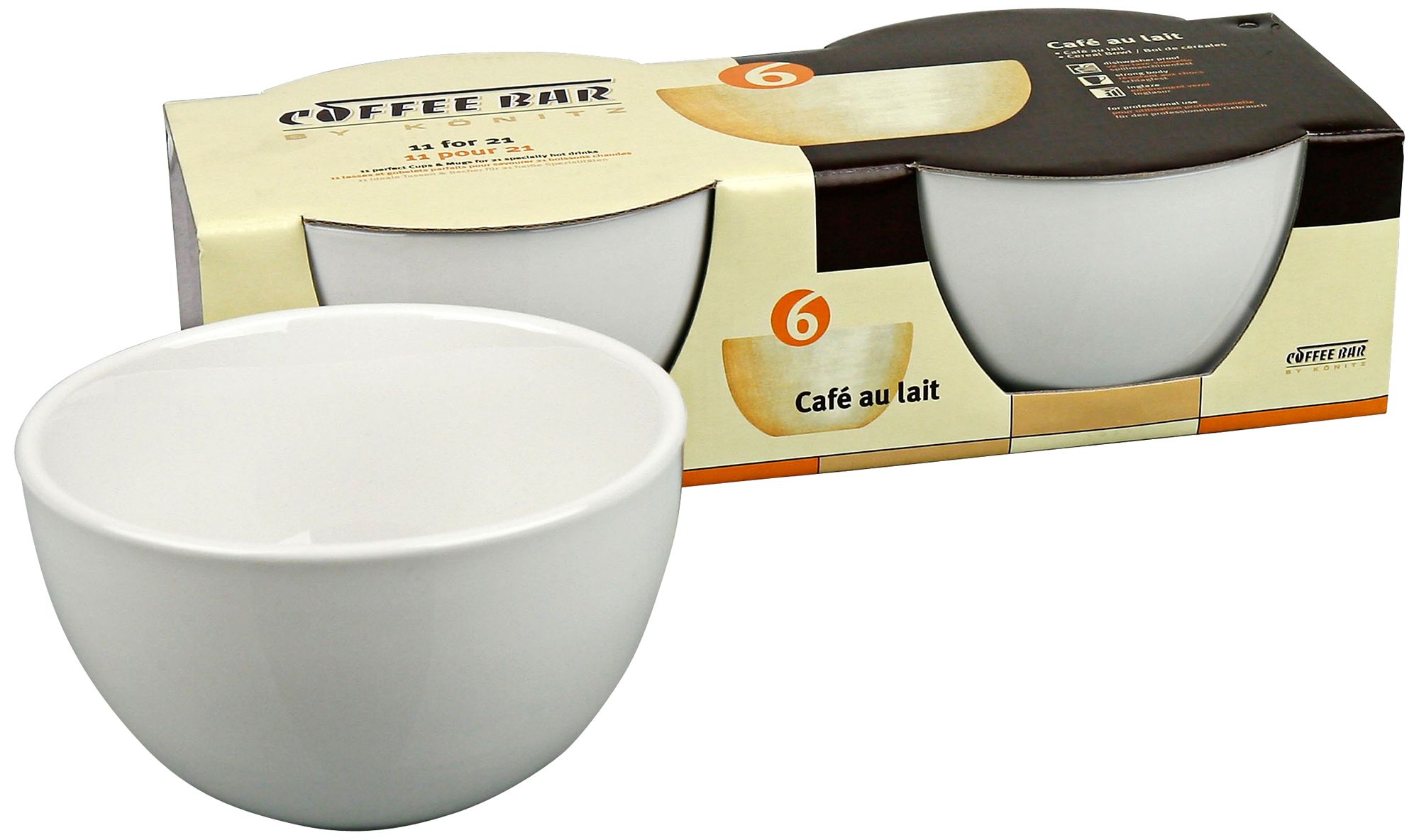 Set of 2 White Porcelain Cafe au Lait Bowls