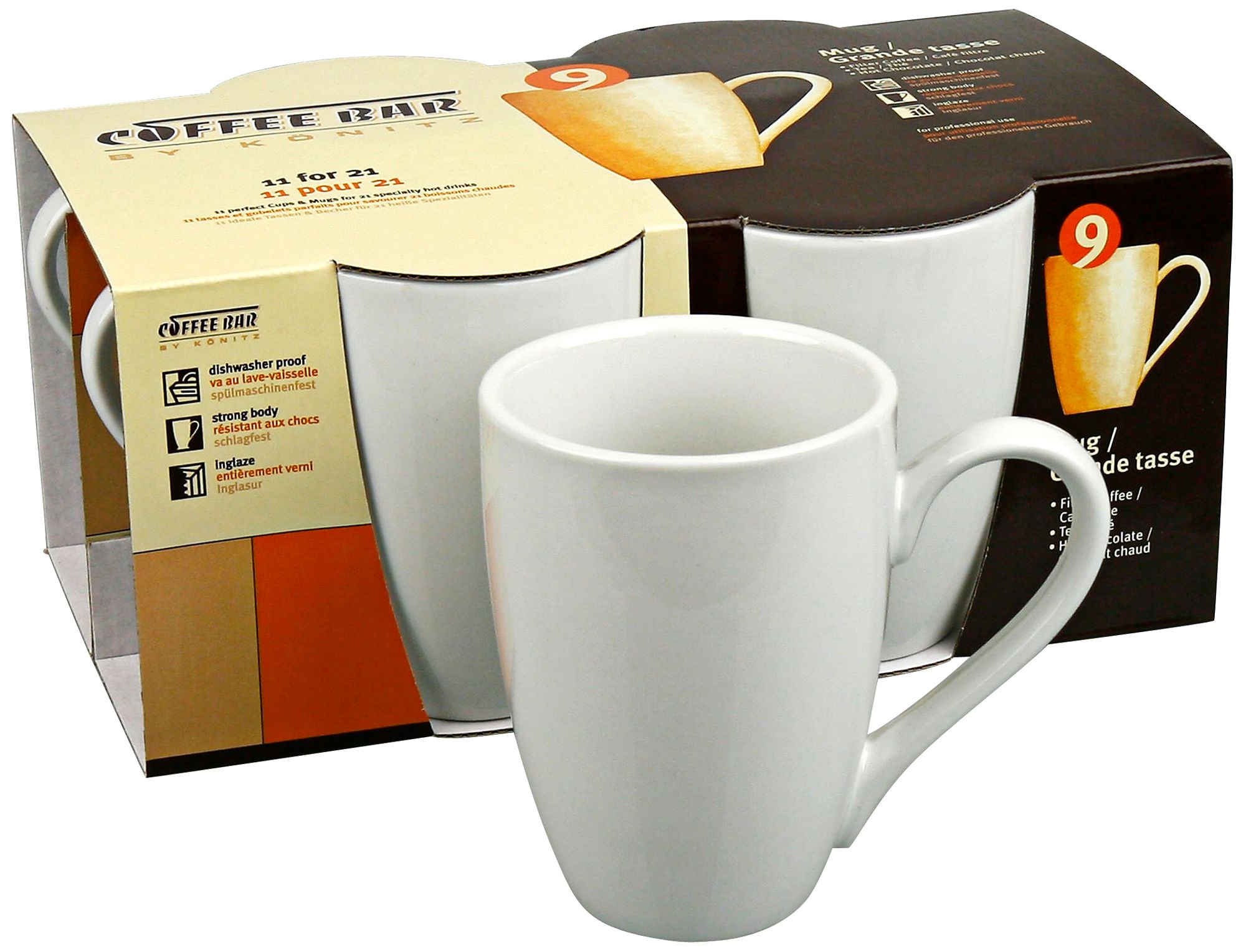 Set of 4 White Porcelain Mugs