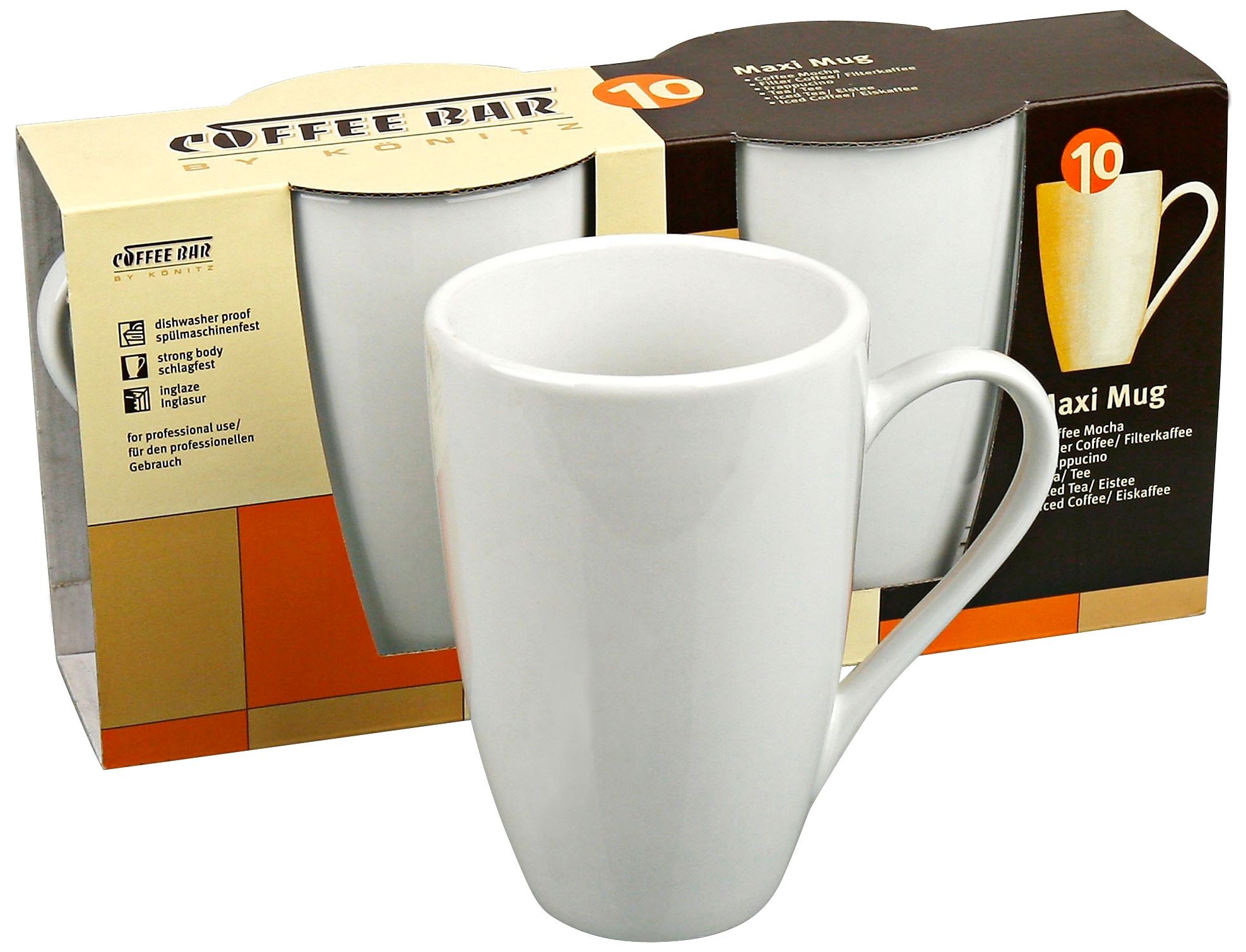 Set of 2 White Porcelain Maxi Mugs