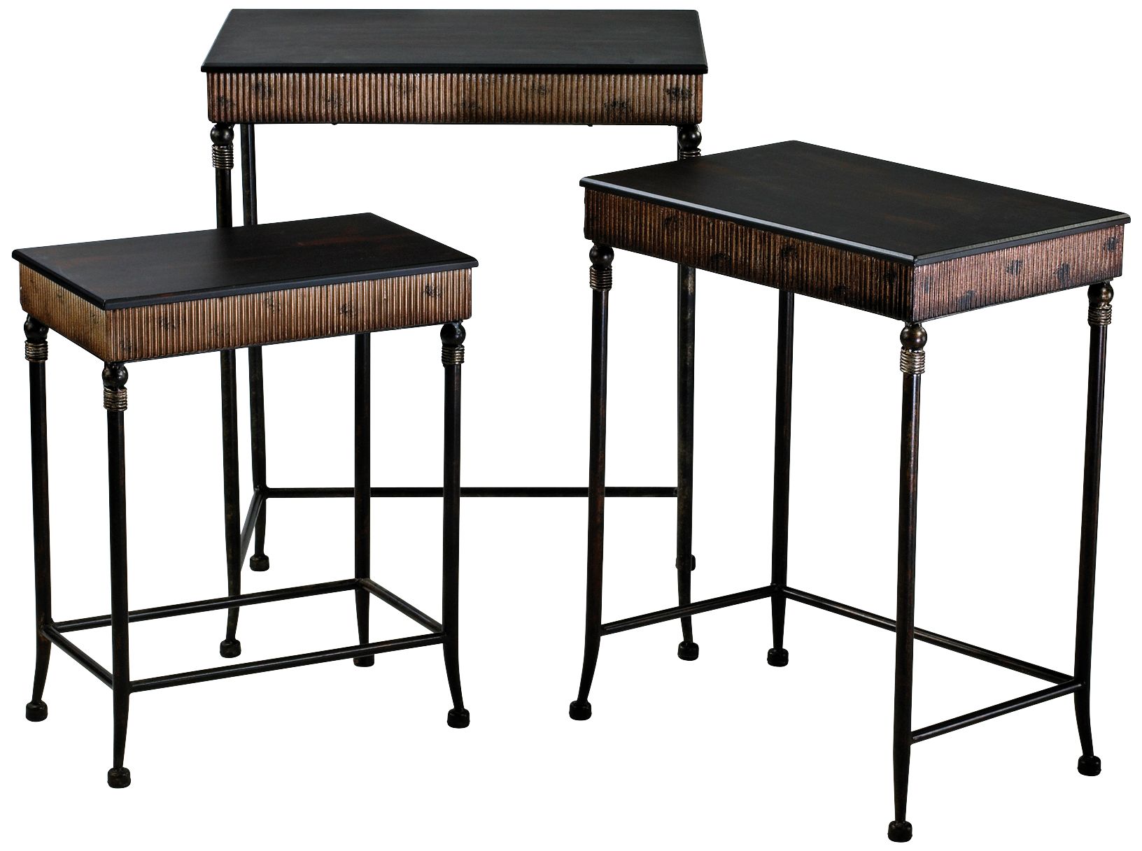 Set of 3 Empire Iron and Wood Nesting Tables