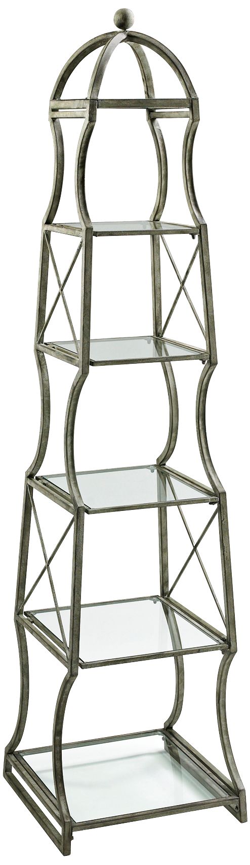 Chester Iron and Glass Rustic Gray Etagere