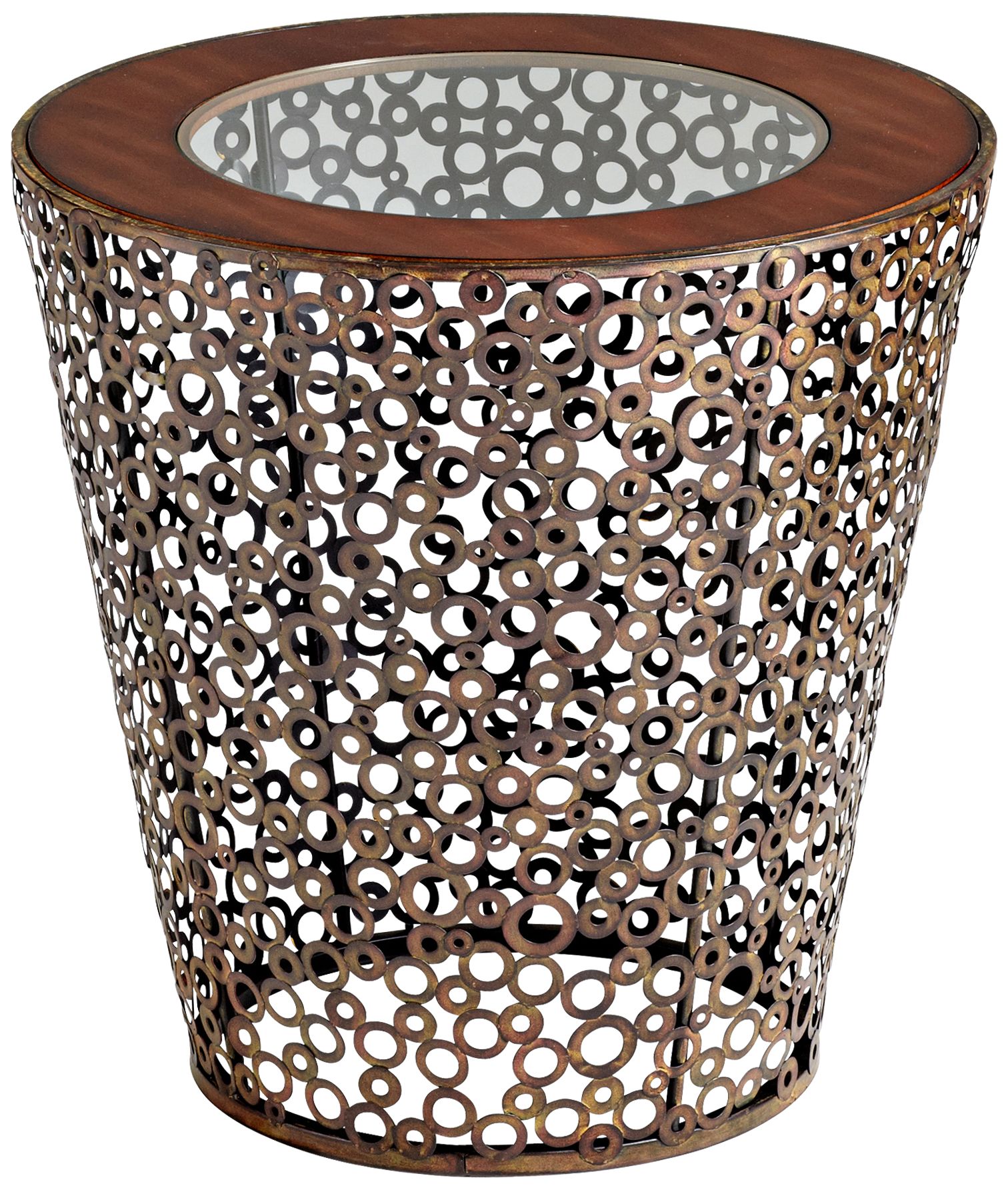 Alicia Circle Iron and Glass Round Side Table