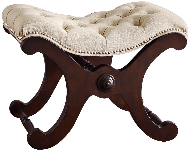 HomeBelle Beige Linen Vanity Bench