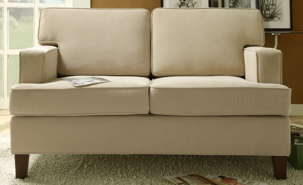 HomeBelle Cream Microfiber Loveseat