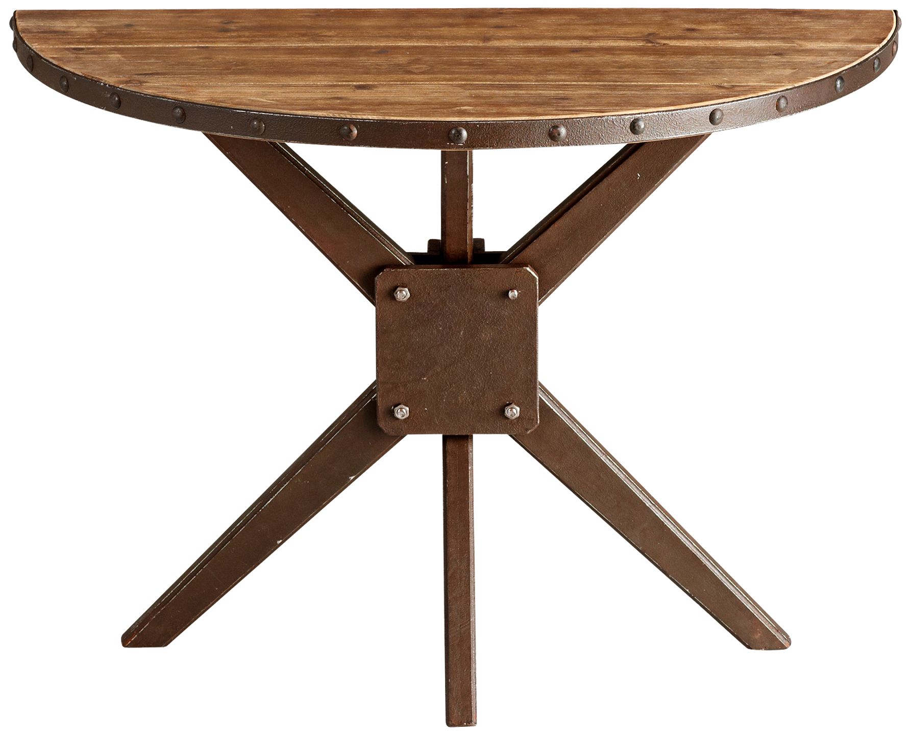 Kell Half-Circle Natural Wood and Iron Console Table