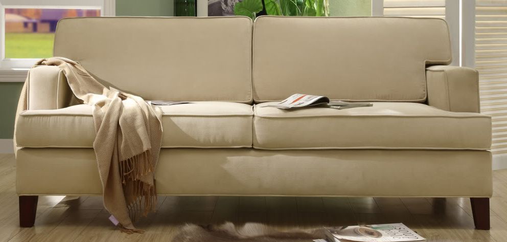 HomeBelle Cream Microfiber Sofa
