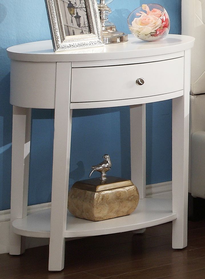 HomeBelle Classic White Oval Nightstand