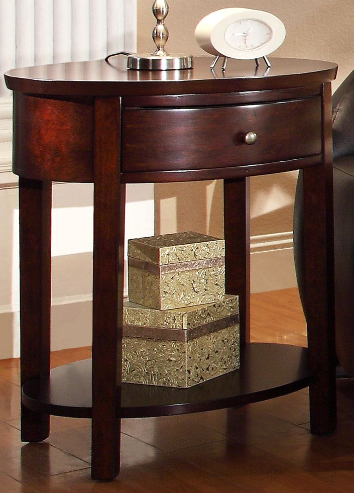 HomeBelle Classic Espresso Oval Nightstand