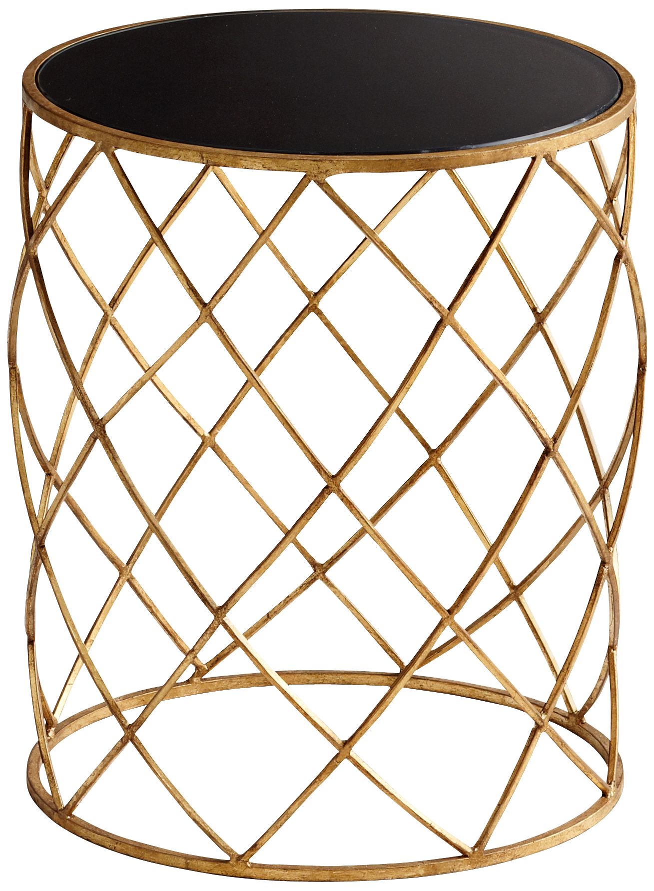 Wimbley Round Gold Leaf and Black Side Table