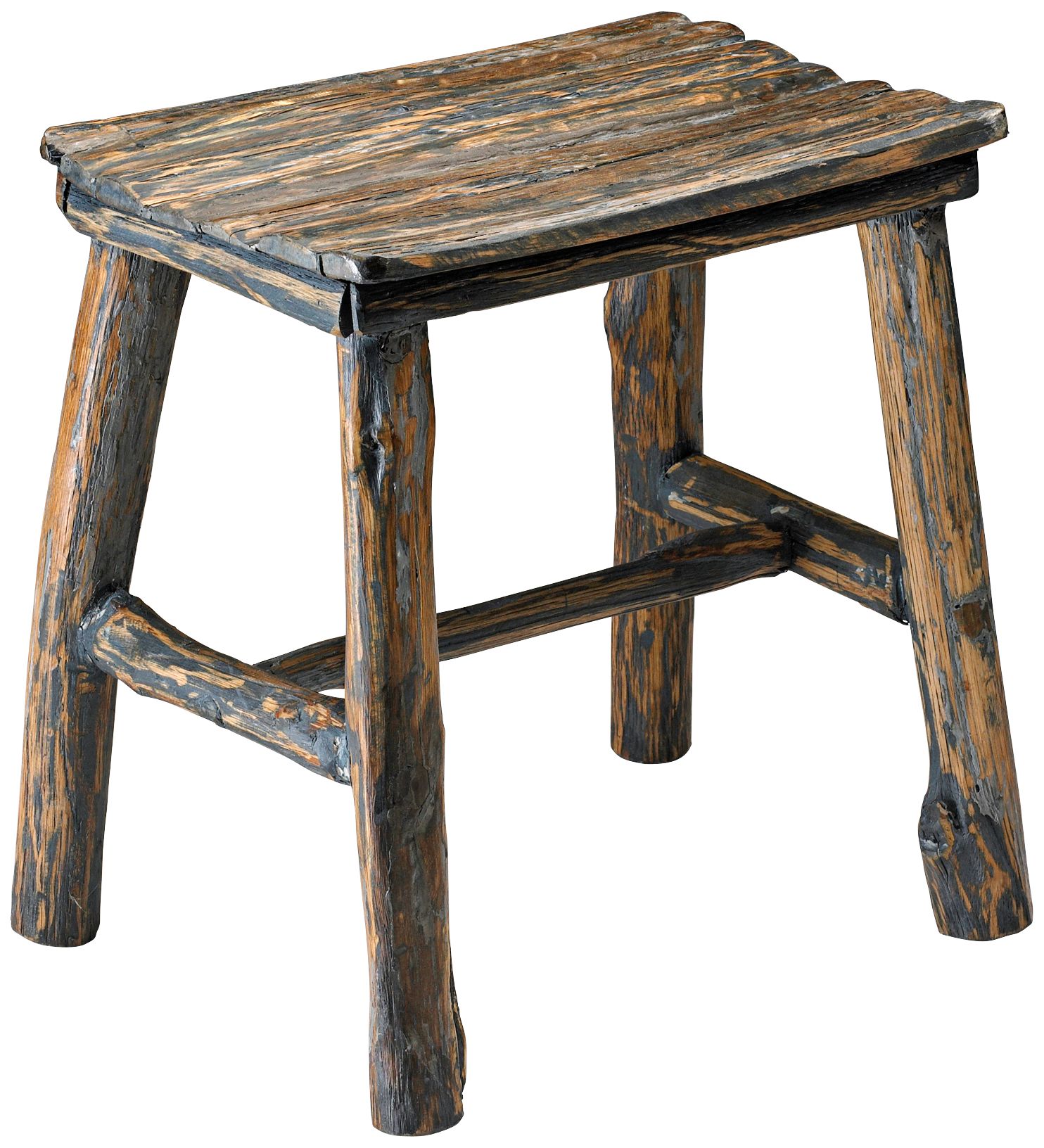 Vintage Natural Pecan Wooden Stool