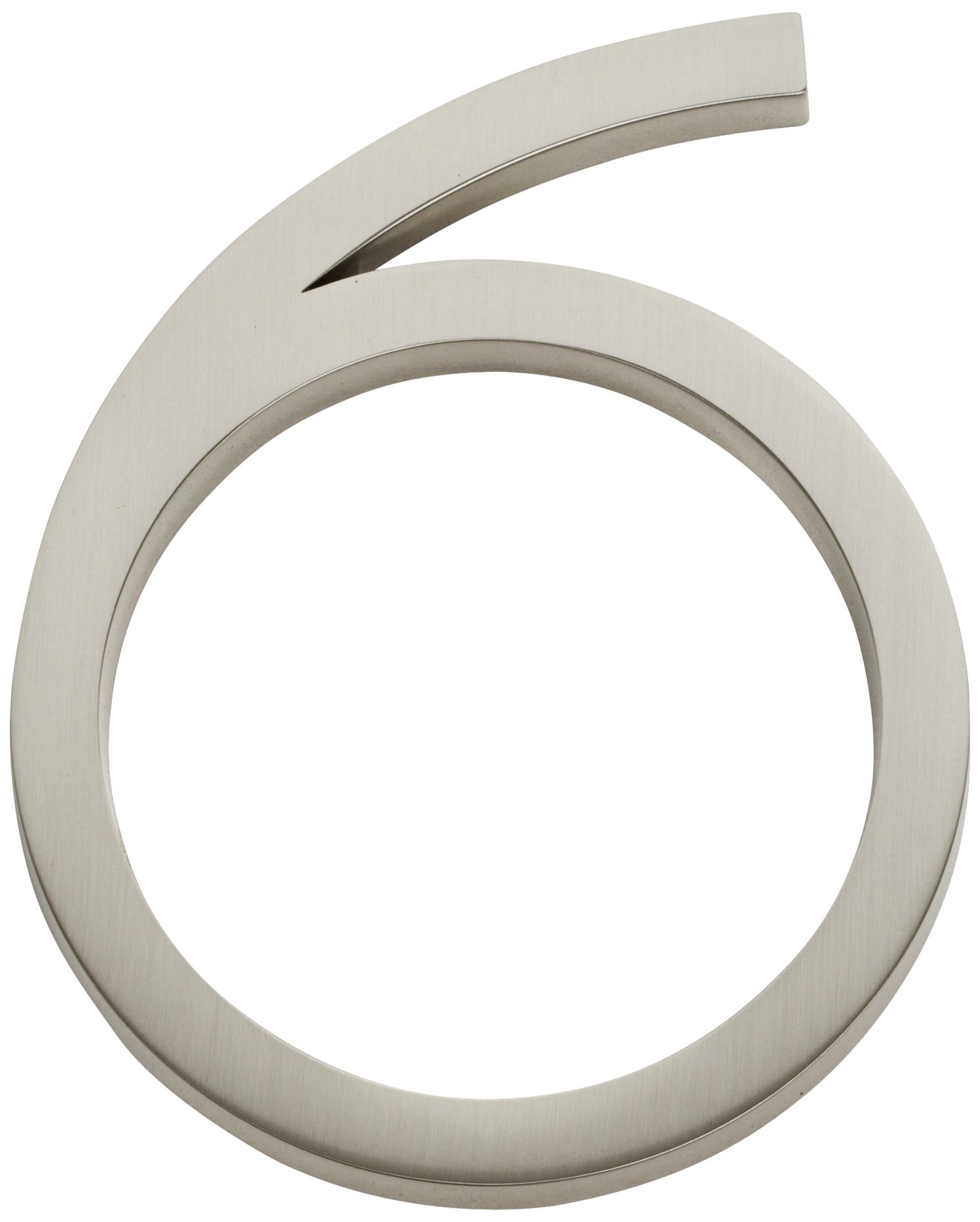 Modern Avalon Brushed Nickel House Number 6