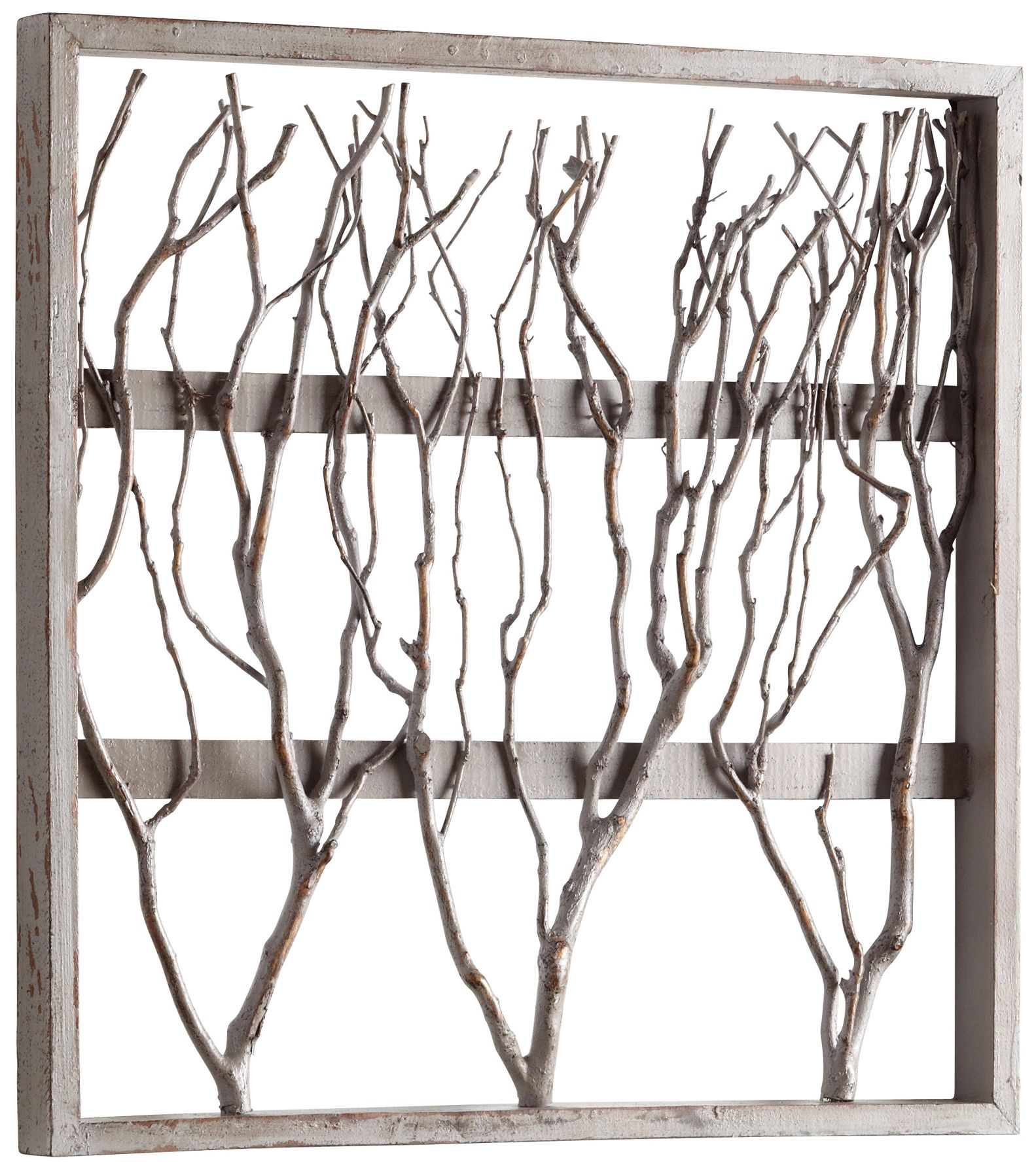 Twix Whitewashed Wood 19" Square Wall Decor