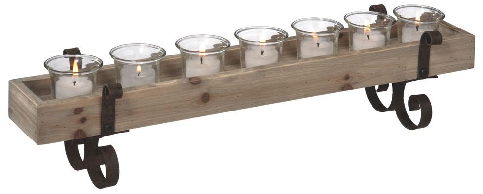 Wood and Rust Tealight Centerpiece Tray