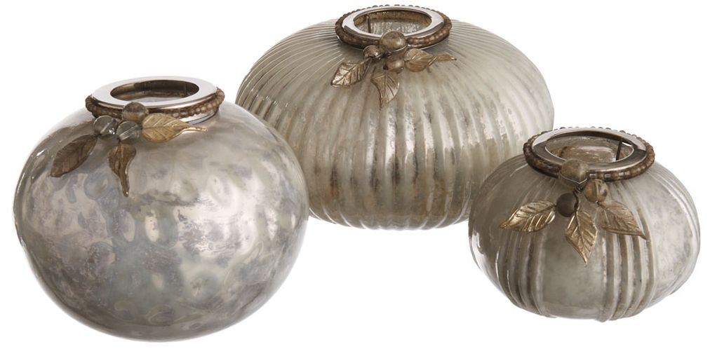 Set of 3 Ivory Mercury Glass Tealight Holders