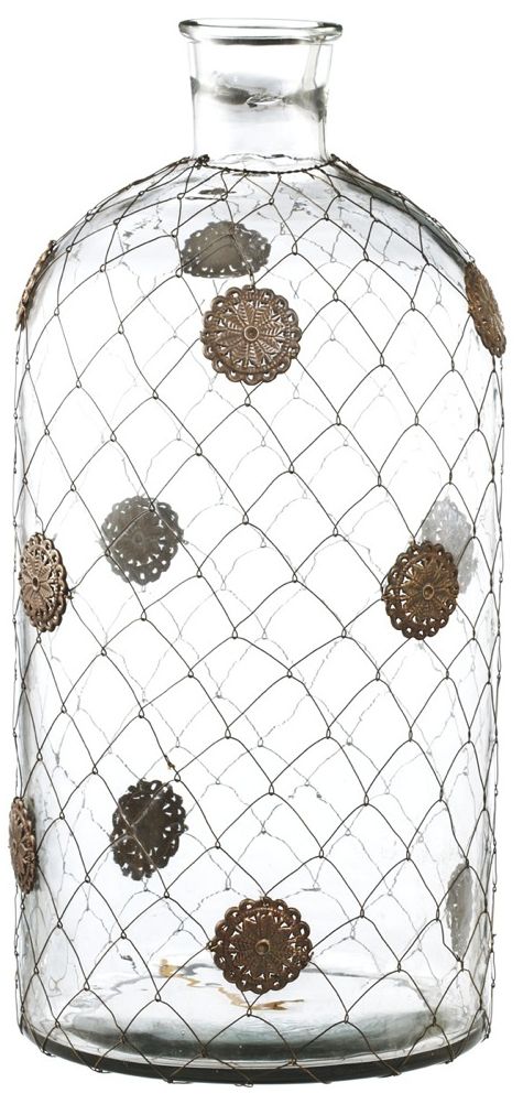 Jubilee Glass Large Bottle with Wire Accent
