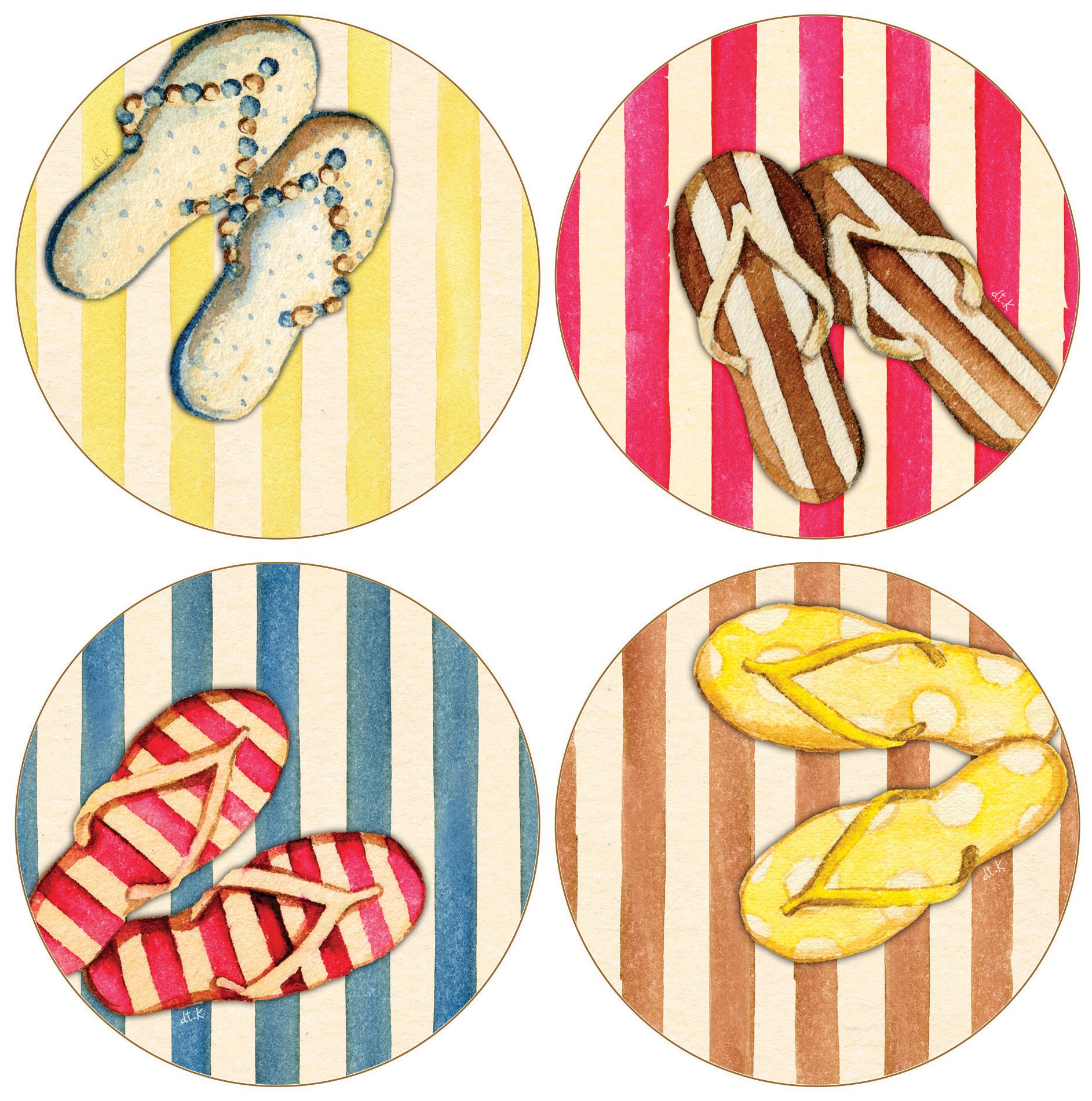 Hindostone Set of 4 Flip Flops II Coasters