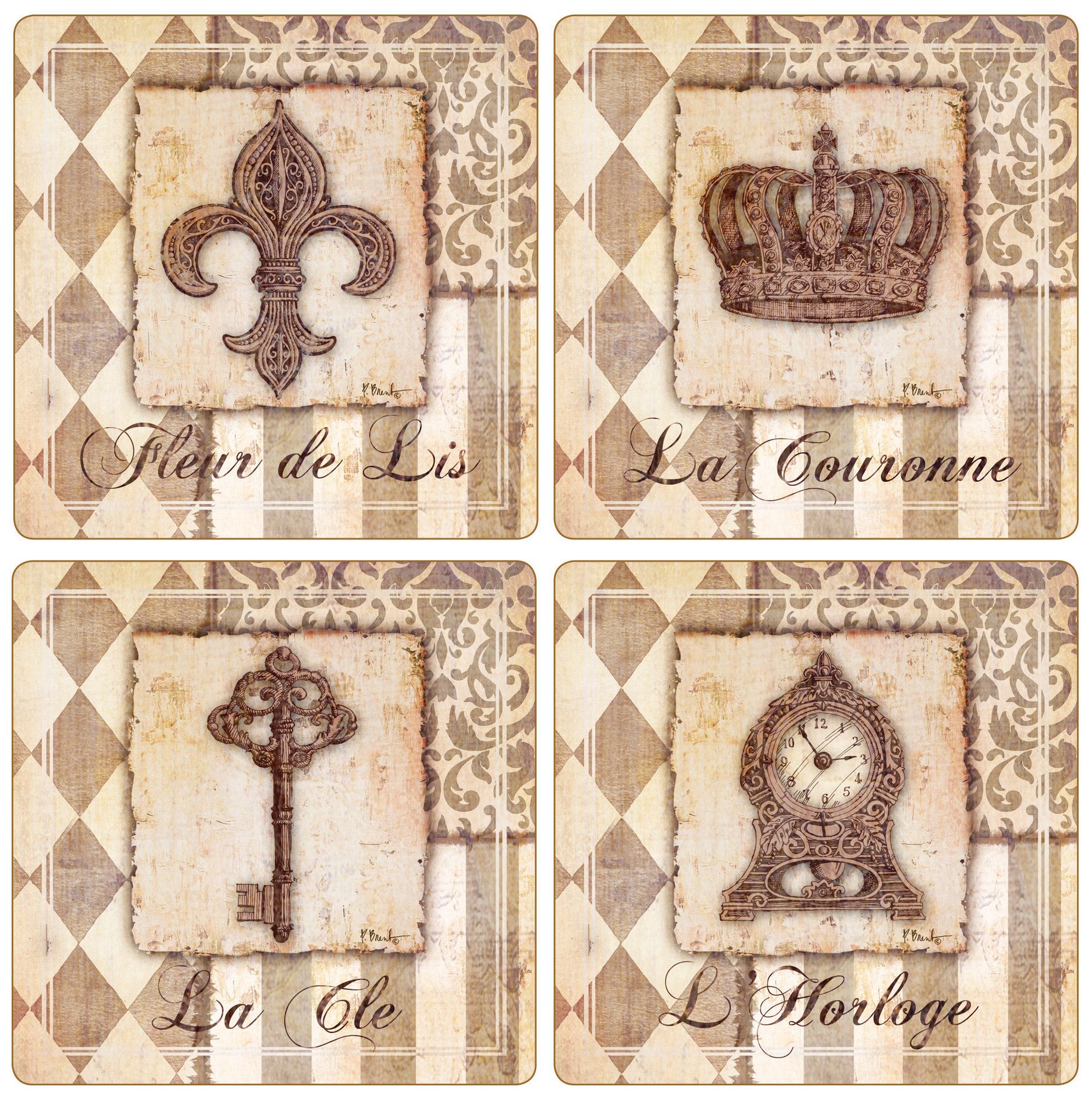 Hindostone Set of 4 Provincial Collage Coasters