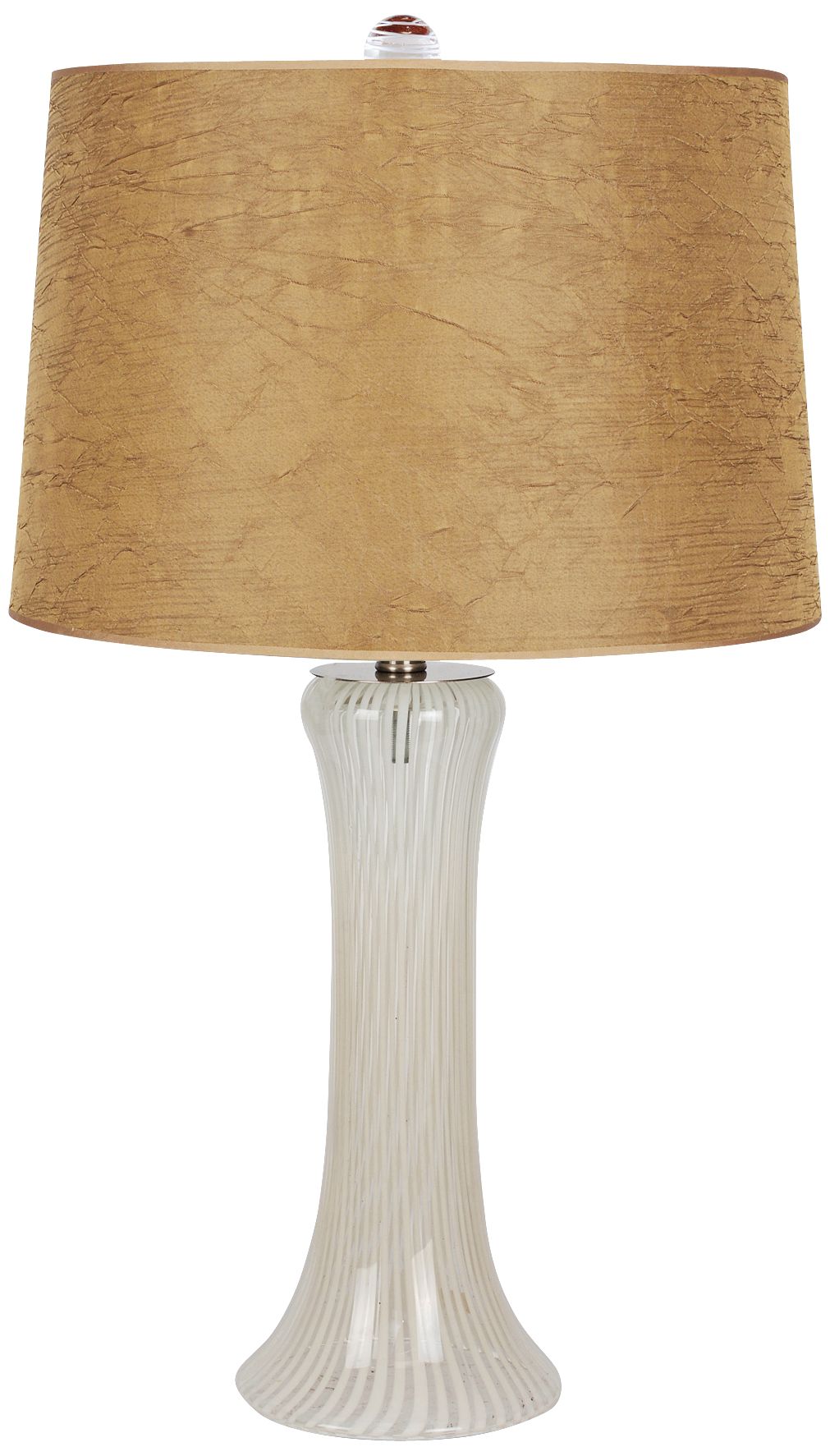 Aestheto Ivory Striped Glass Gold Shade Table Lamp