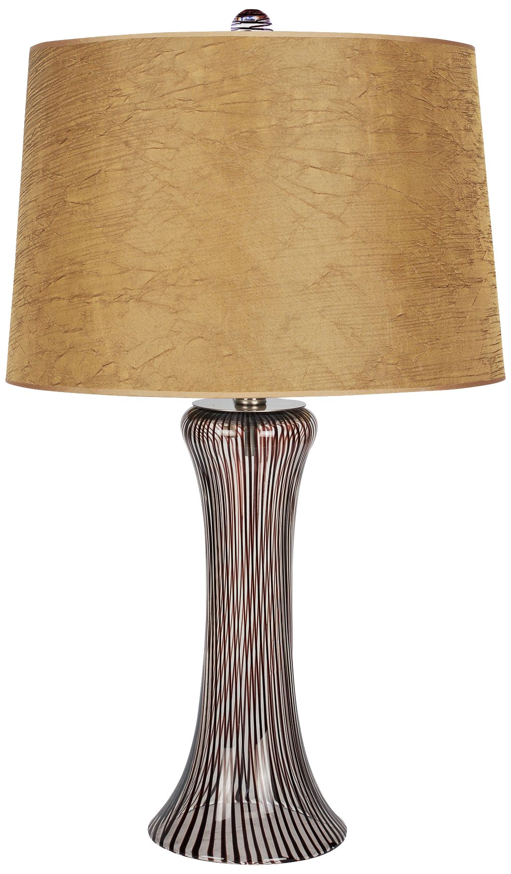 Aestheto Obsidian Striped Glass Gold Shade Table Lamp