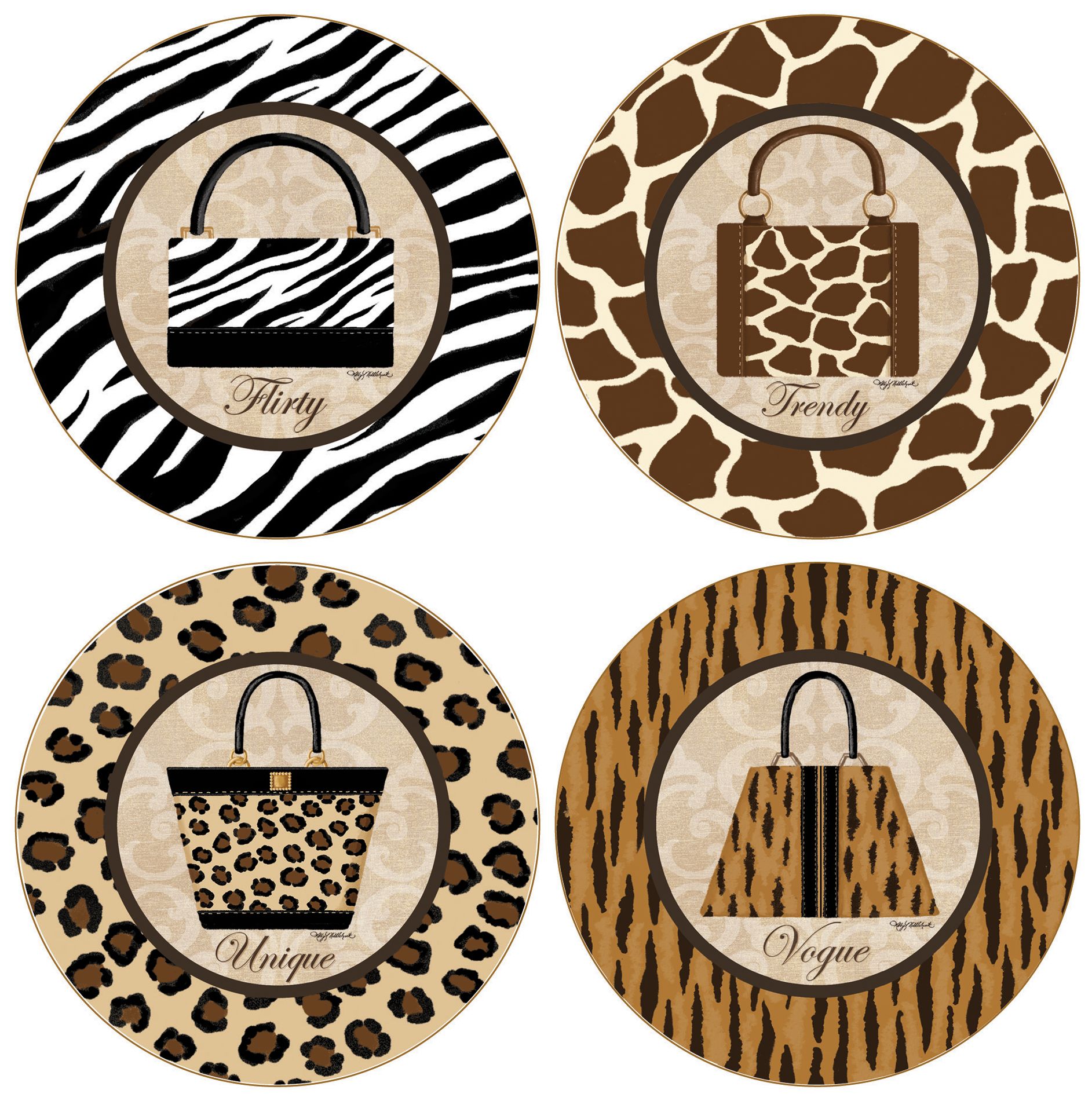 Hindostone Set of 4 Wild Fashion Coasters