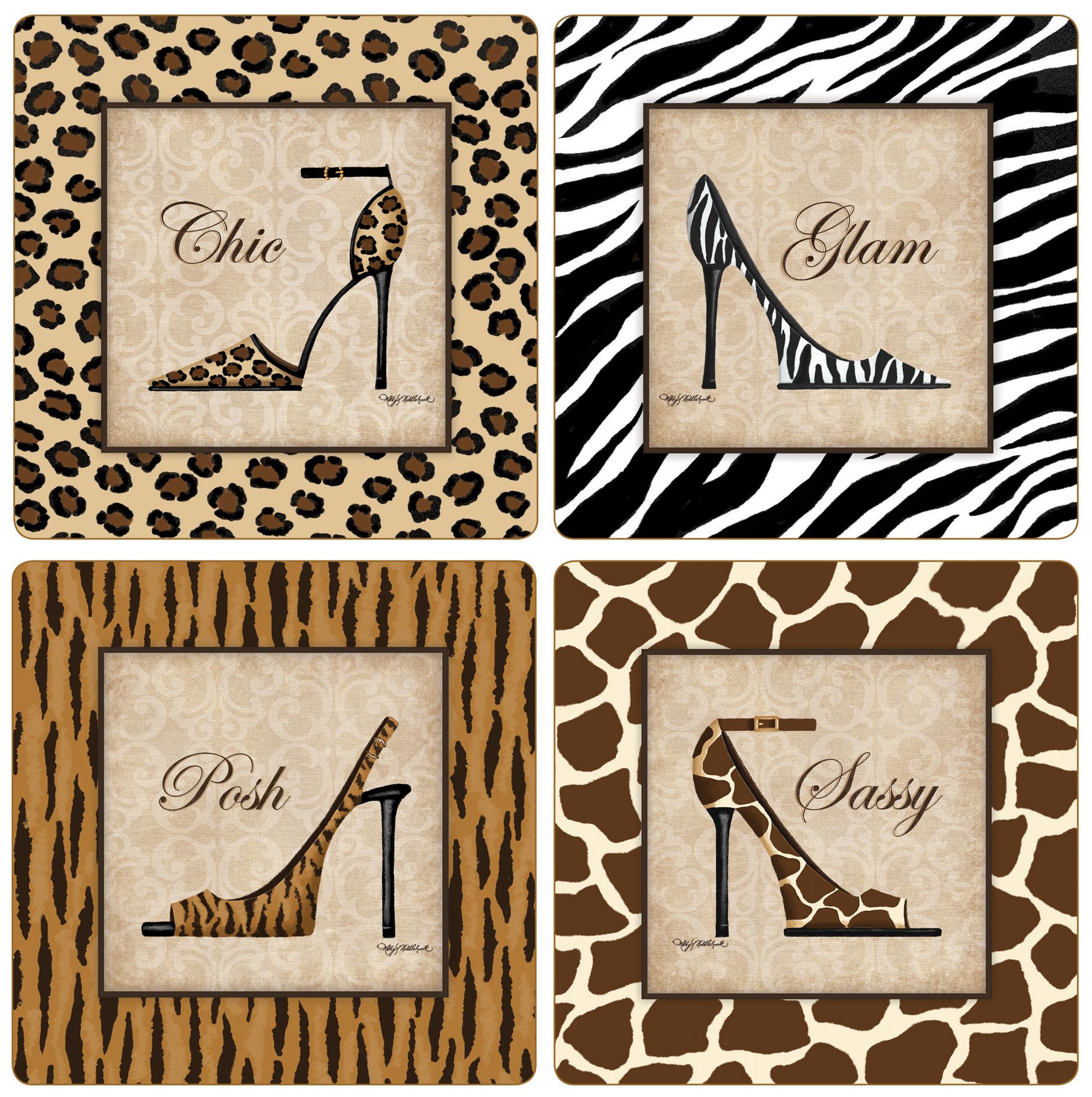 Hindostone Set of 4 Wild Stride Coasters