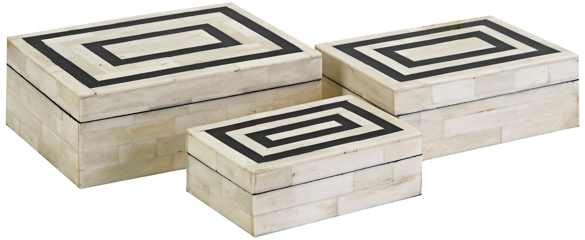 Set of 3 Bella White Bone Inlay Boxes
