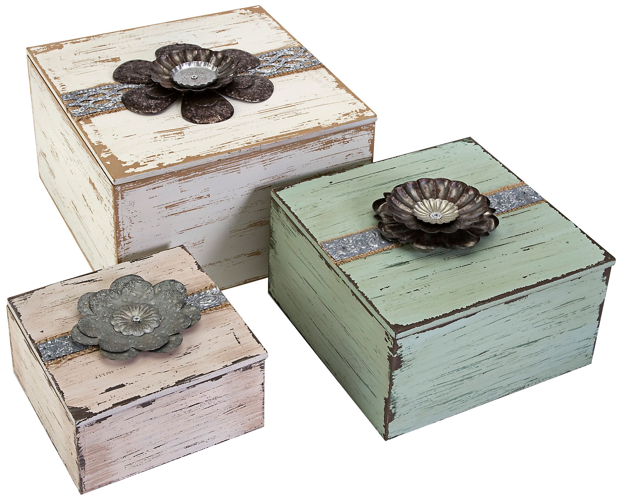Set of 3 Bennett Flower Top Boxes