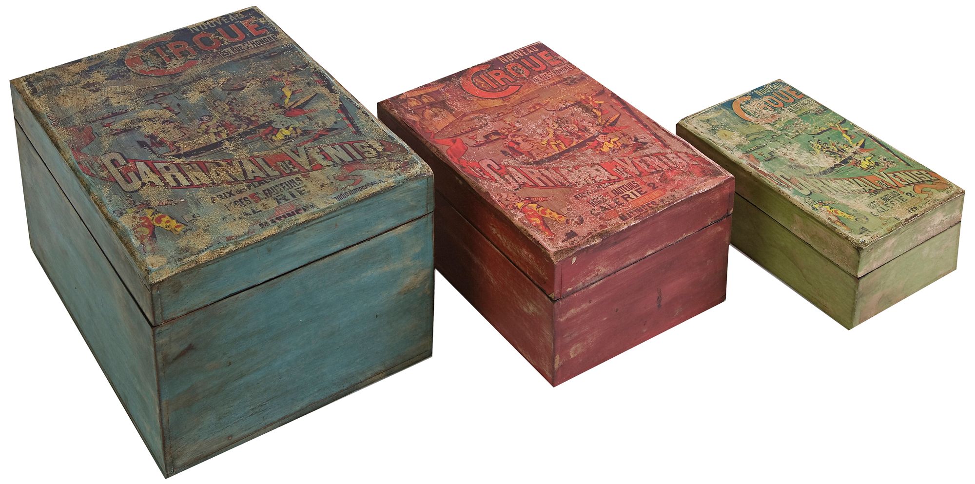 Set of 3 Multi-Color Circus Boxes